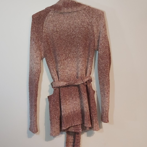 Pinkish purple ombre knit cardigan wrap sweater - Picture 2 of 4